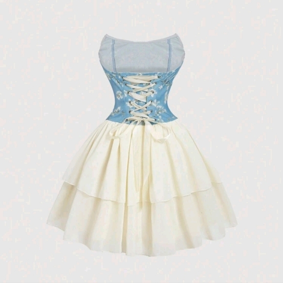 Women Patchwork Bodycon Dress, Van Gogh Apricot Blossom Oil Painting Dress - Picture 4 of 4